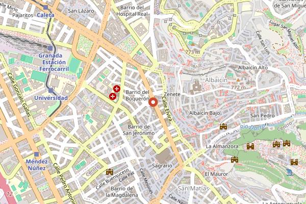 Map showing Mercado de Gran Via de Colon in Granada