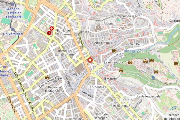 Map showing La Riviera in Granada
