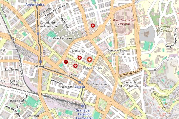 Map showing Tendido 1 in Granada