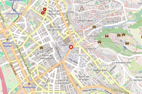 Map showing Pasteleria Lopez Mezquita Counter in Granada
