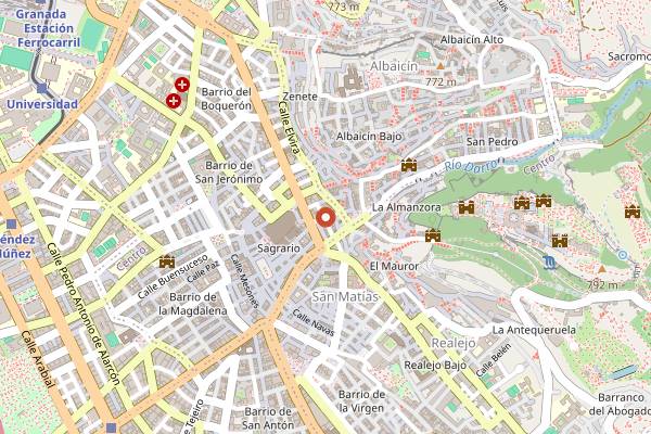 Map showing La Vinoteca in Granada