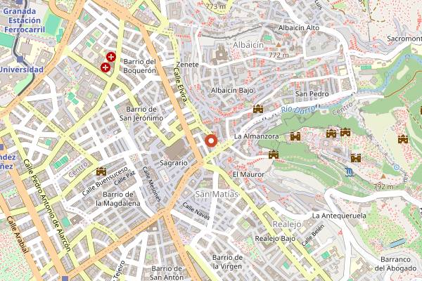 Map showing Vinoteca Castaneda in Granada