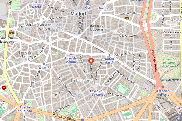 Map showing El Pan de la Tia Javiera in Madrid