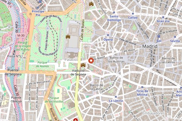 Map showing Horno de la Santiaguesa in Madrid