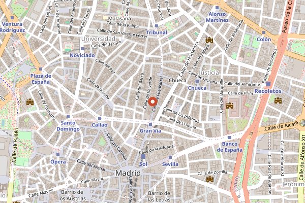 Map showing Horno de San Onofre in Madrid