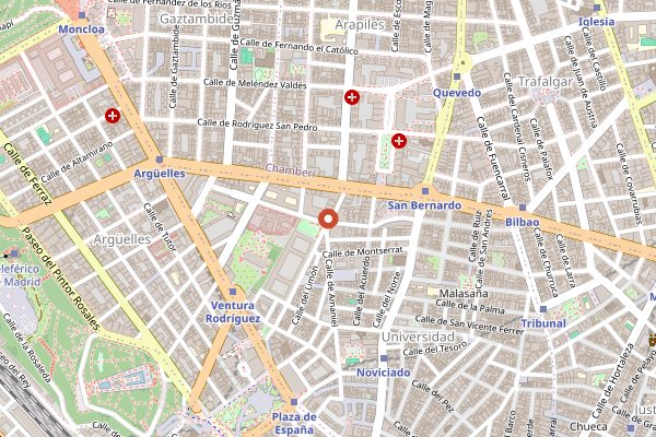 Map showing Panic in Madrid