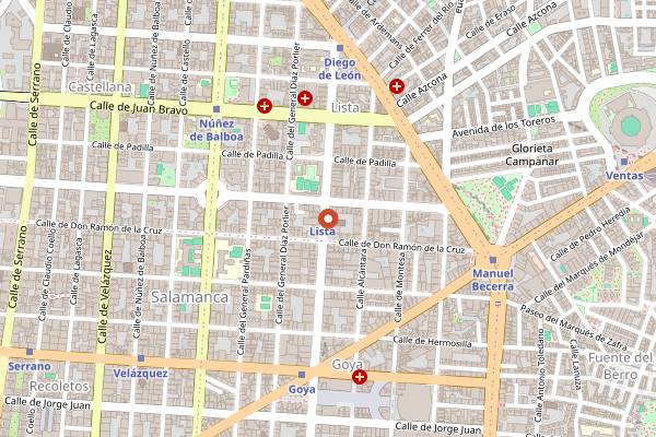 Map showing Pastelería Luzón in Madrid
