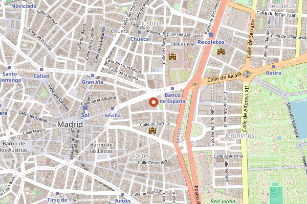 Map showing Azotea del Circulo Bellas Artes in Madrid