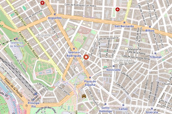 Map showing El Jardin Secreto in Madrid