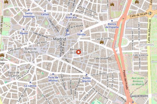 Map showing El Pub Pirata in Madrid