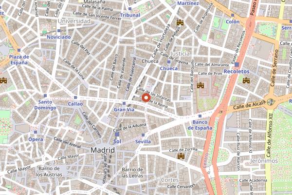 Map showing Súper Pop Bar in Madrid