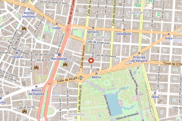 Map showing The Room Madrid in Madrid