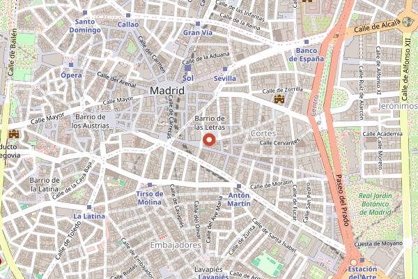 Map showing Cervecería Santa Ana in Madrid