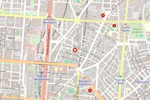 Map showing La Cibeles in Madrid
