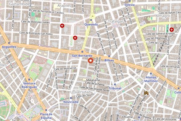 Map showing La Pirata de Malasana in Madrid