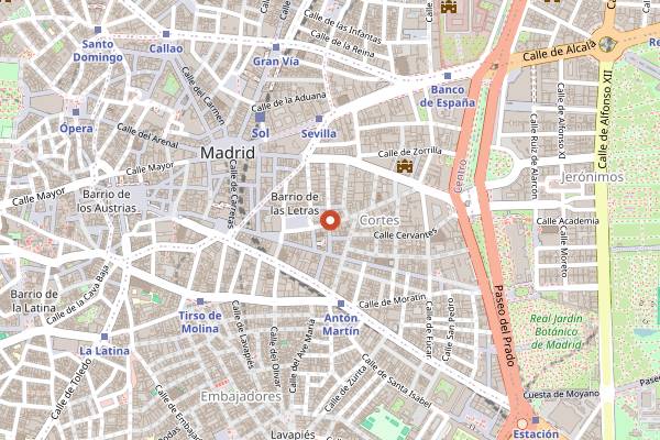 Map showing Brew Wild Pizza Bar in Madrid