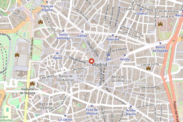 Map showing Casa Labra (pincho counter) in Madrid