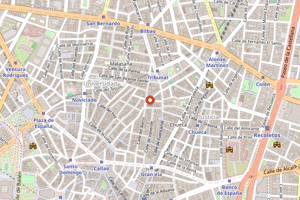 Map showing Bianchi Kiosko Caffe in Madrid