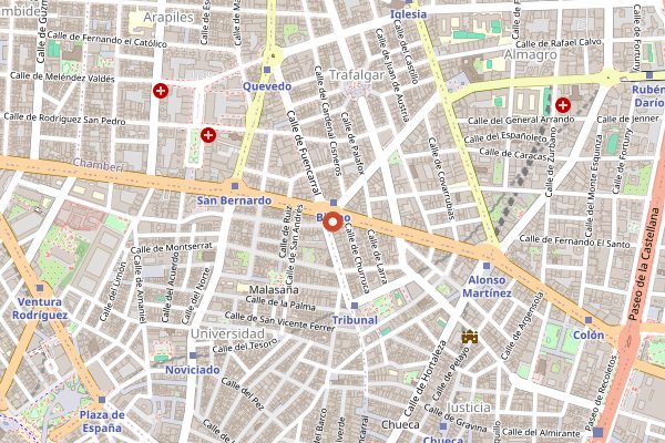 Map showing Cafe Comercial in Madrid