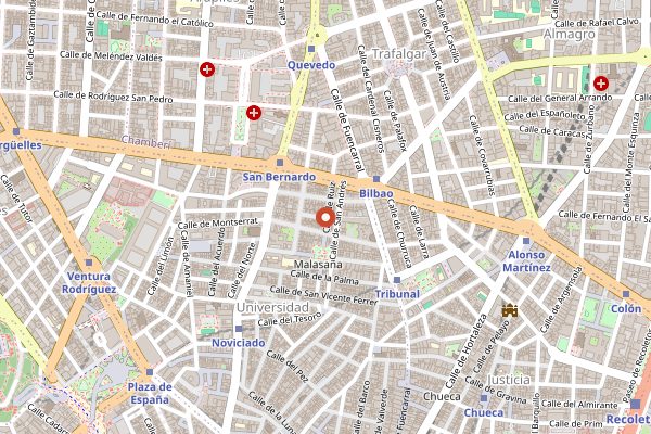 Map showing Cafe de Ruiz in Madrid