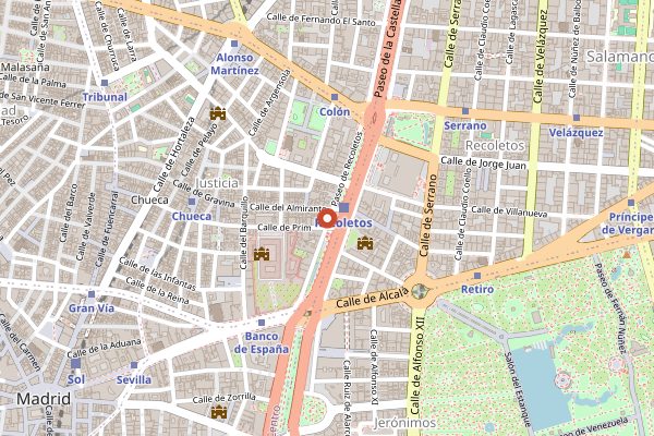 Map showing Cafe Gijon in Madrid