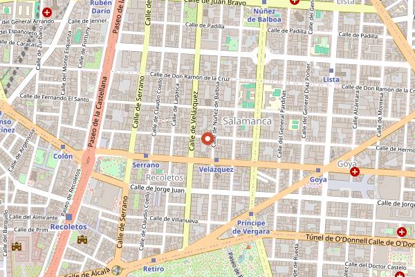 Map showing East Crema Coffee Hermosilla in Madrid