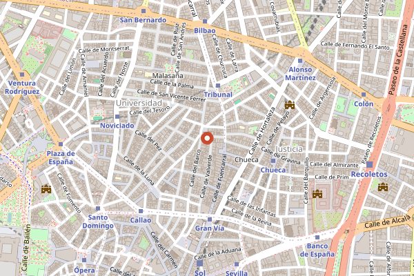 Map showing Bodega de la Ardosa in Madrid
