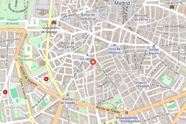 Map showing Casa Amadeo Los Caracoles in Madrid