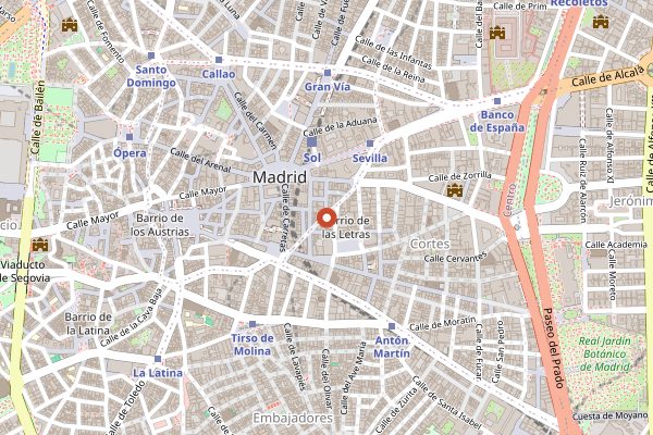Map showing Casa de las Tortillas in Madrid