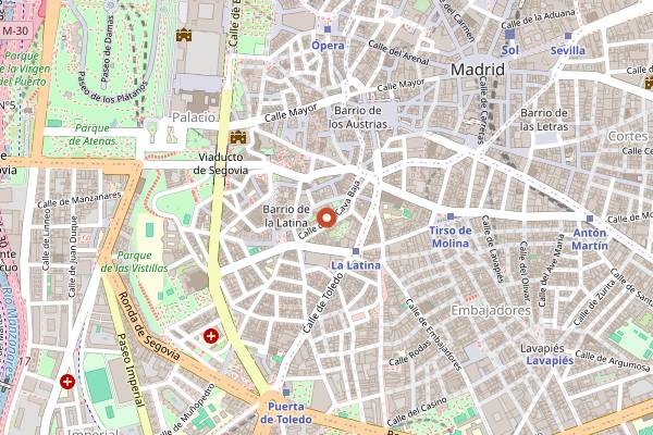 Map showing Casa Lucas in Madrid