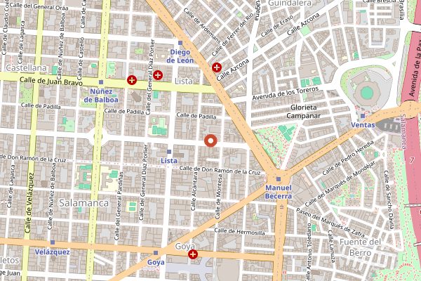 Map showing El Pescador in Madrid