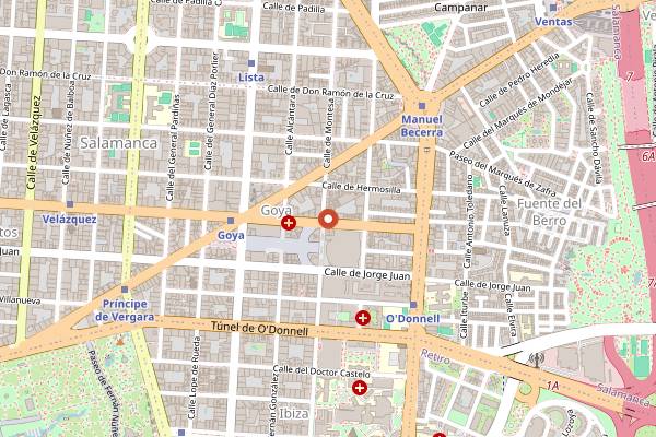 Map showing La Divina de Goya in Madrid