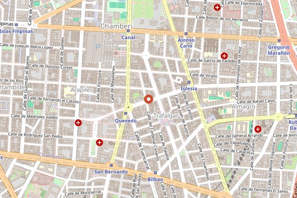Map showing Amor de Madre Coffee in Madrid