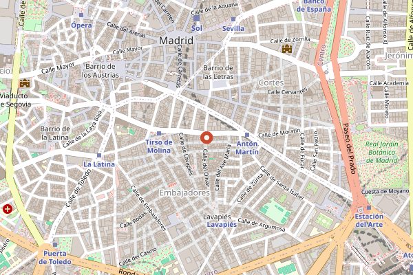 Map showing La Paca Cafe in Madrid