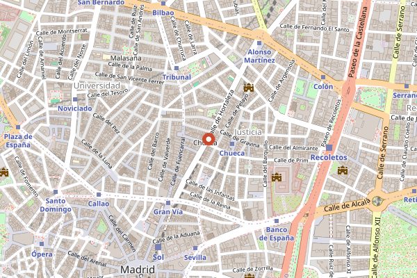 Map showing Apunto Centro Cultural del Gusto in Madrid