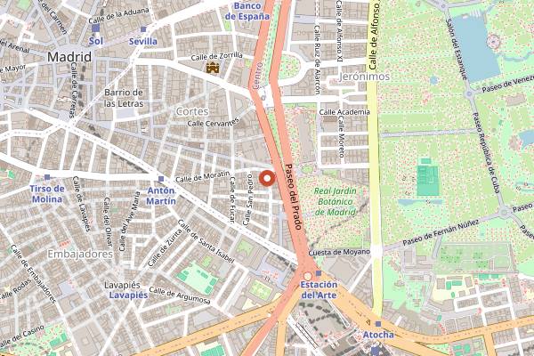 Map showing El Fogón Verde in Madrid