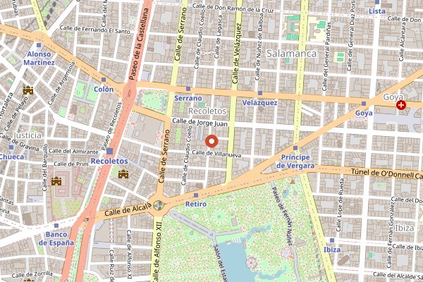 Map showing Honest Greens in Madrid