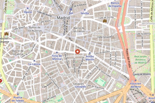 Map showing La Canela Fina in Madrid