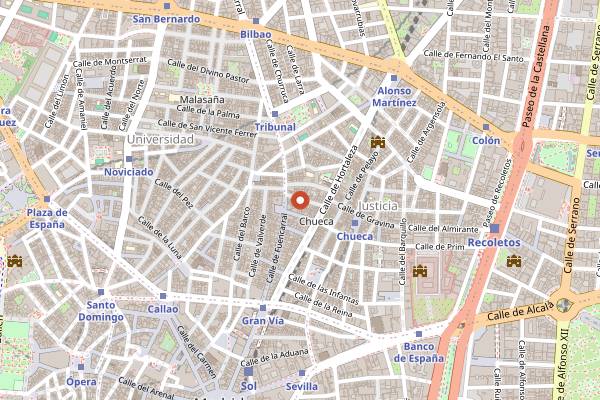 Map showing La Hummuseria in Madrid