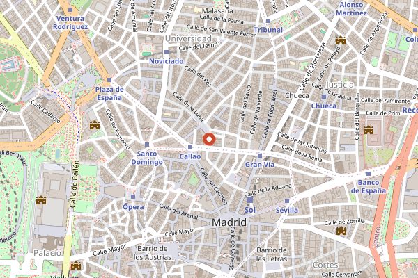 Map showing Los Amigos Restaurante Vegano in Madrid