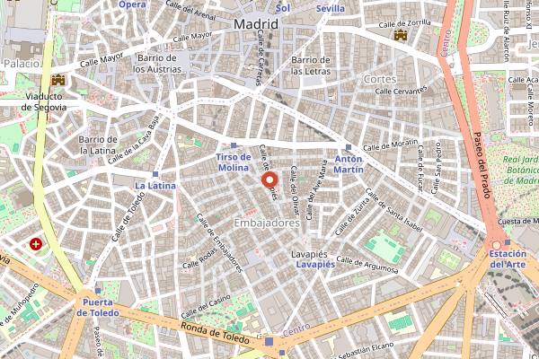 Map showing Mad Mad Vegan Lavapies in Madrid