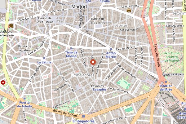 Map showing Tapapies in Madrid