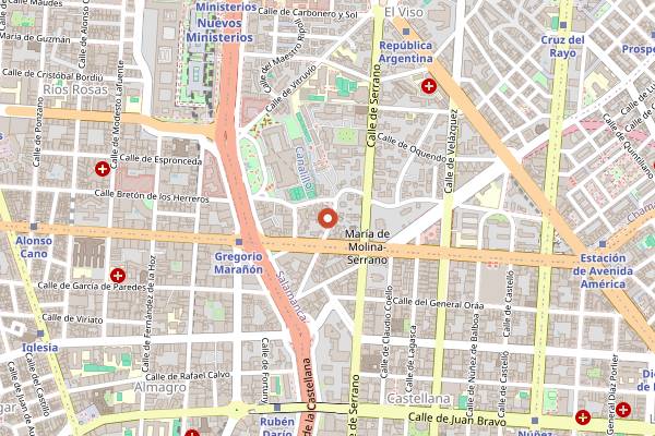Map showing A'Barra in Madrid
