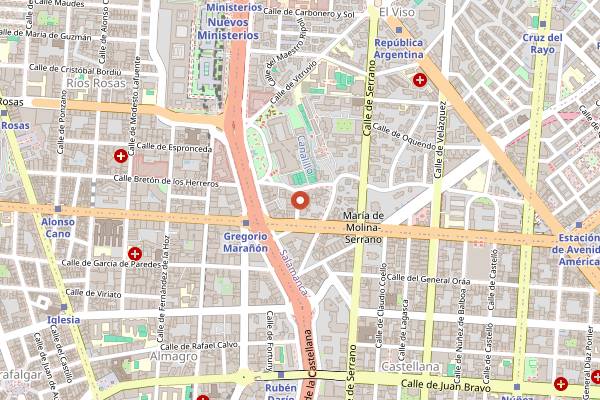 Map showing Zalacaín Restaurant in Madrid