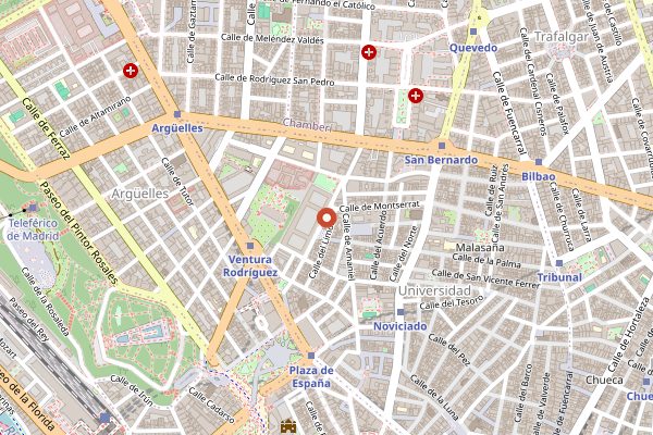 Map showing Bodega de los Frailes in Madrid
