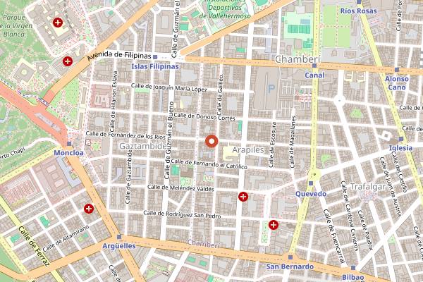 Map showing Los Andenes in Madrid