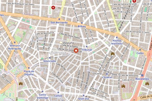 Map showing Pizzi & Dixie in Madrid
