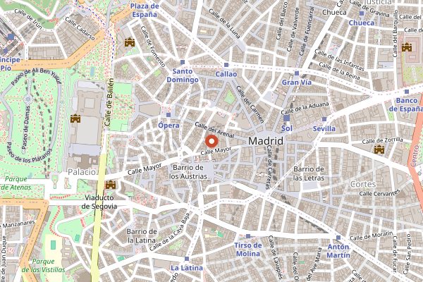 Map showing Chocolateria San Gines in Madrid