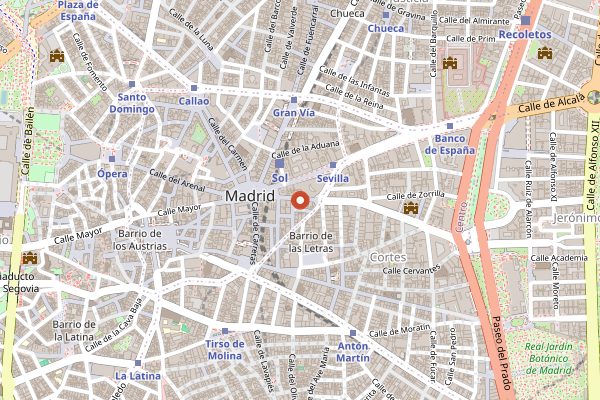 Map showing Lhardy in Madrid