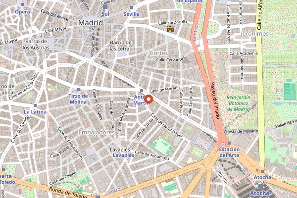 Map showing Mercado de Anton Martin in Madrid